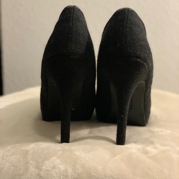 Black woolly high heels - Picture 4 of 4